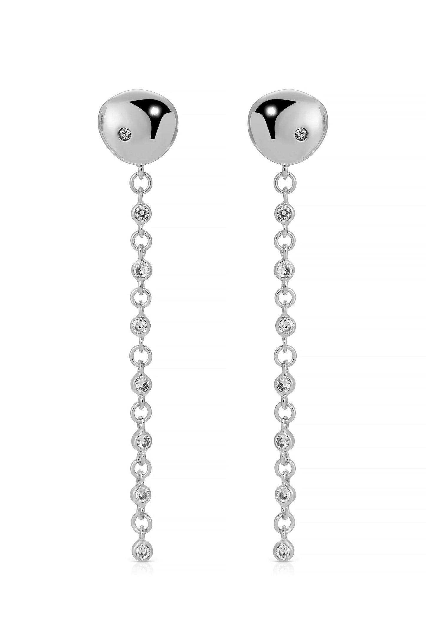 Polished Pebble Linear Chain Earrings