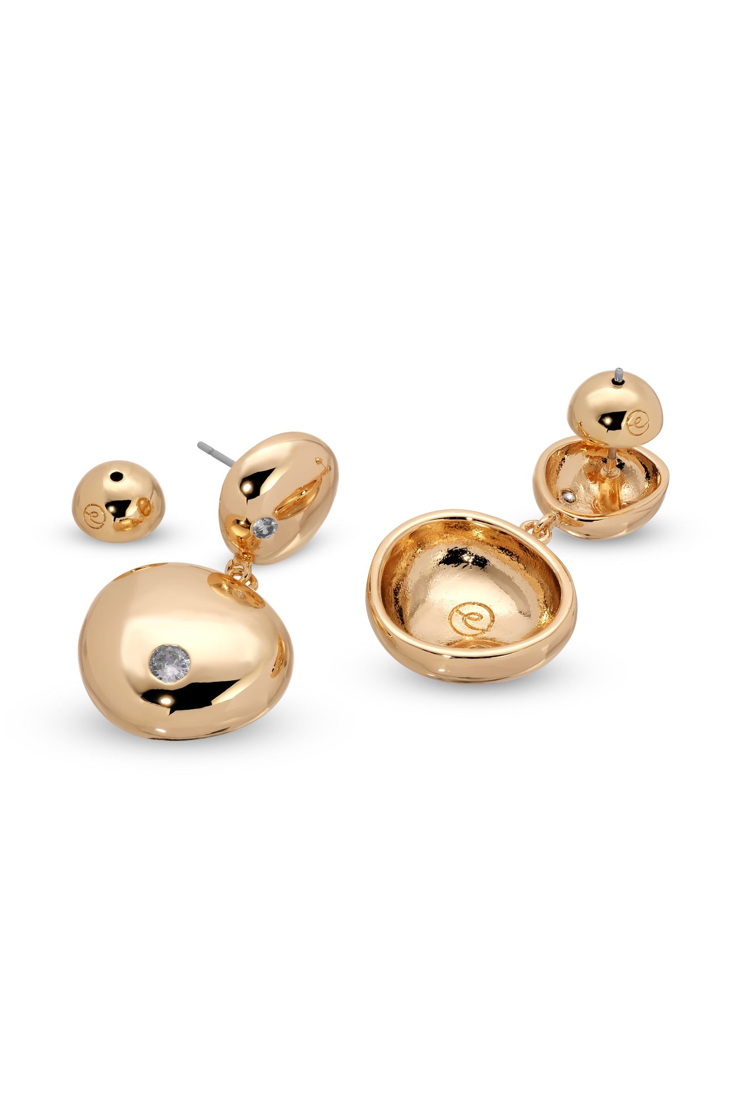 Boucles d'oreilles pendantes à double galet poli 
