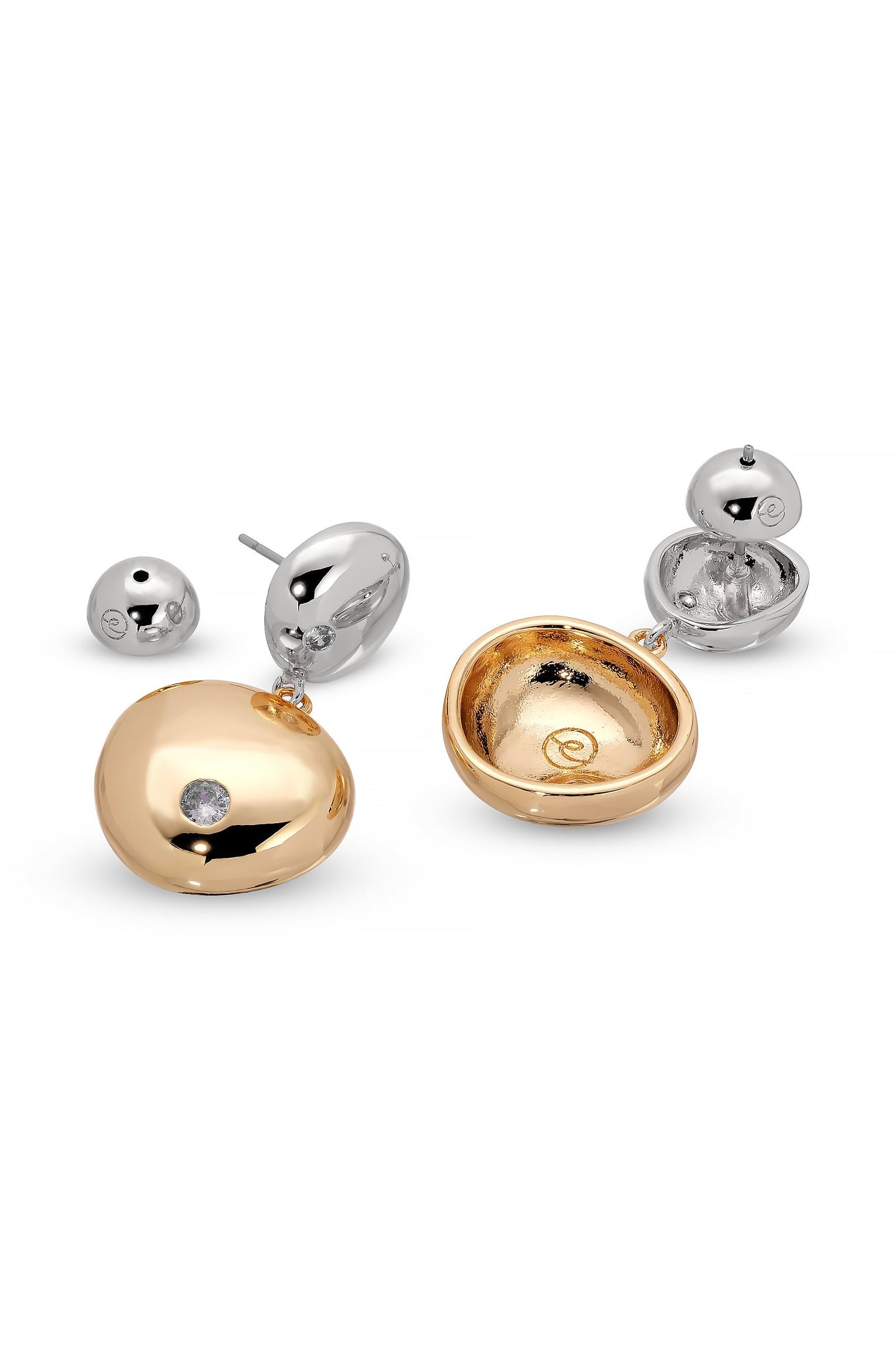 Boucles d'oreilles pendantes à double galet poli 