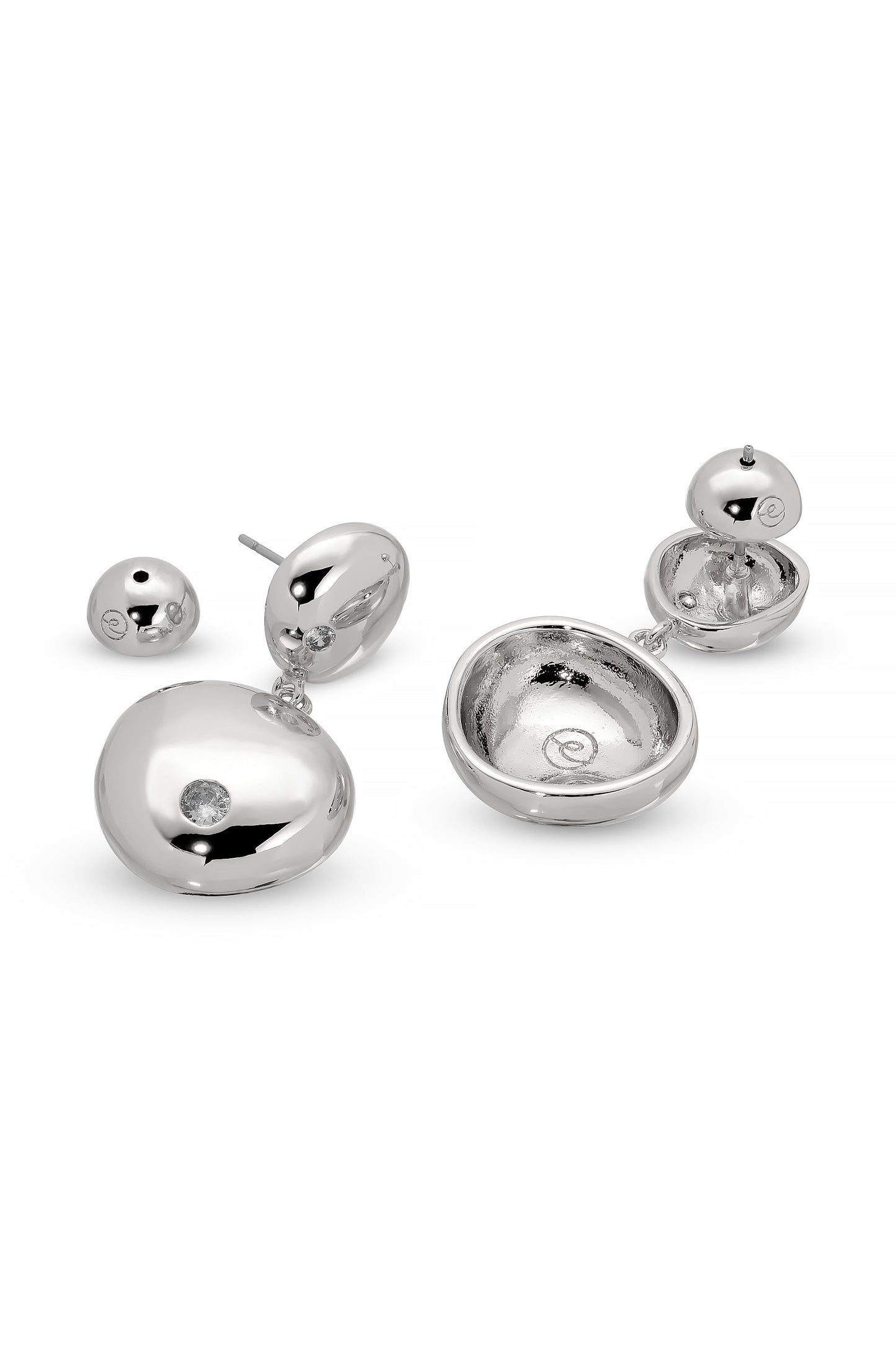 Boucles d'oreilles pendantes à double galet poli 