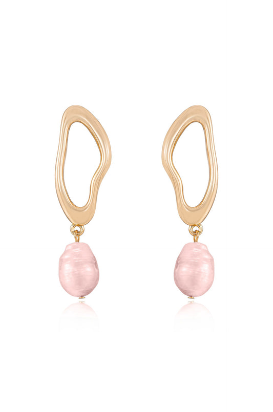 Open Circle Freshwater Pearl Earrings