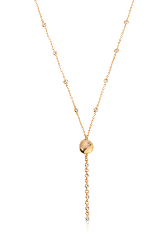 Polished Pebble Crystal Chain Lariat