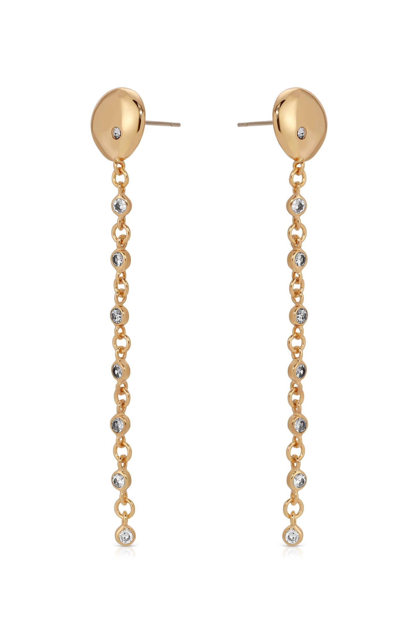 Polished Pebble Linear Chain Earrings