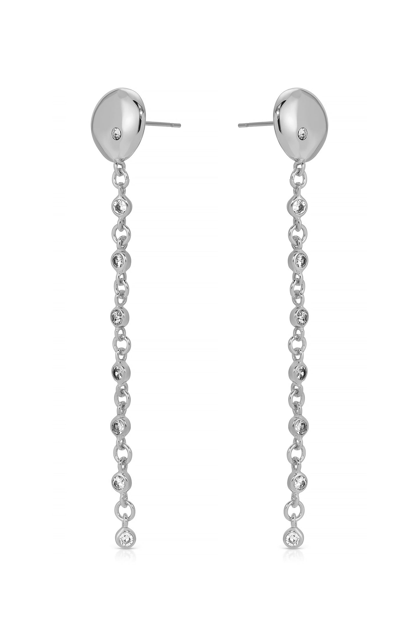 Polished Pebble Linear Chain Earrings