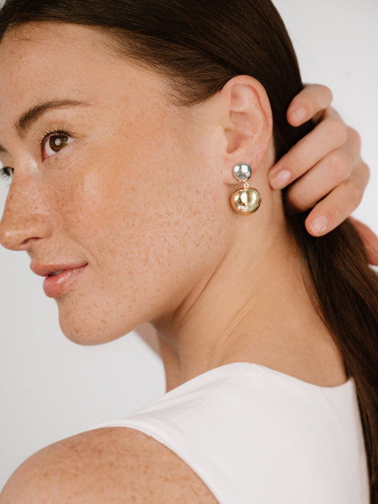 Boucles d'oreilles pendantes à double galet poli 