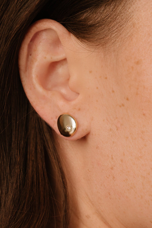 Polished Pebble Crystal Stud Earrings