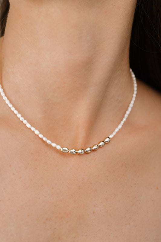Freshwater Pearl Polished Pebble Necklace