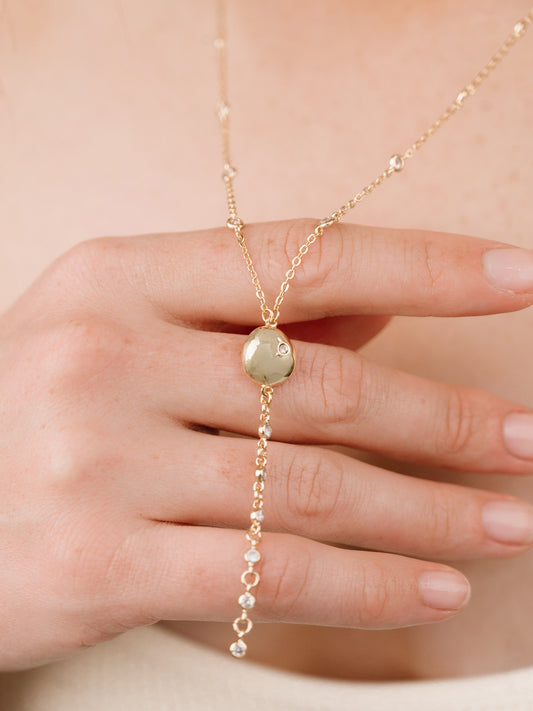 Polished Pebble Crystal Chain Lariat