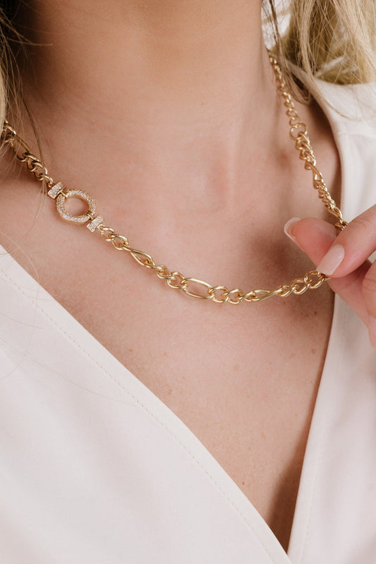 Eternity Crystal Circle Chain Link Necklace