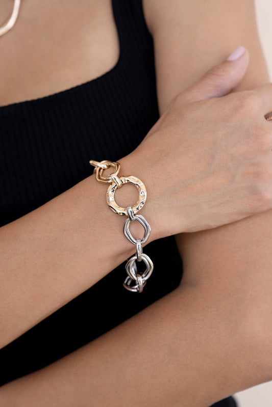 Mixed Metal Chain Link Bracelet
