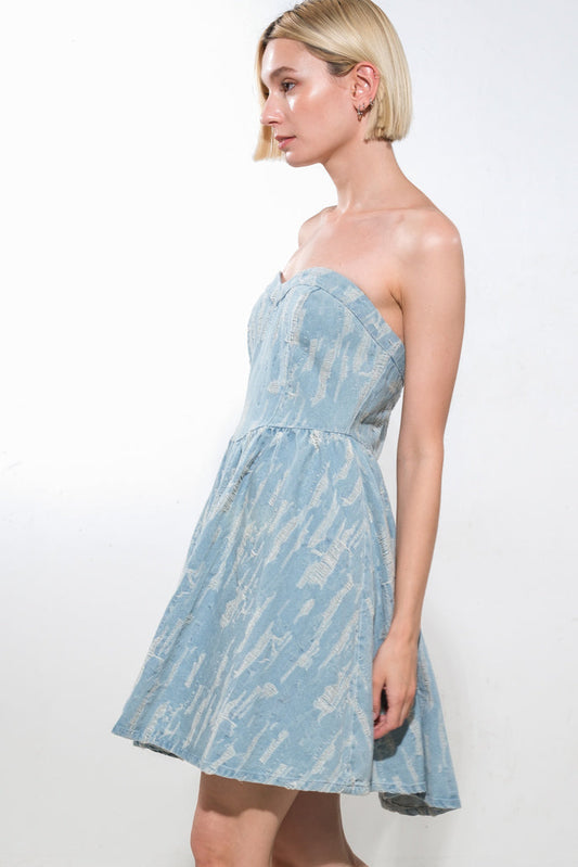 ROADTRIP REBEL - DISTRESSED DENIM MINI DRESS