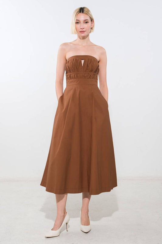 MYSTIC MIDI DRESS - STRAPLESS COTTON DRESS