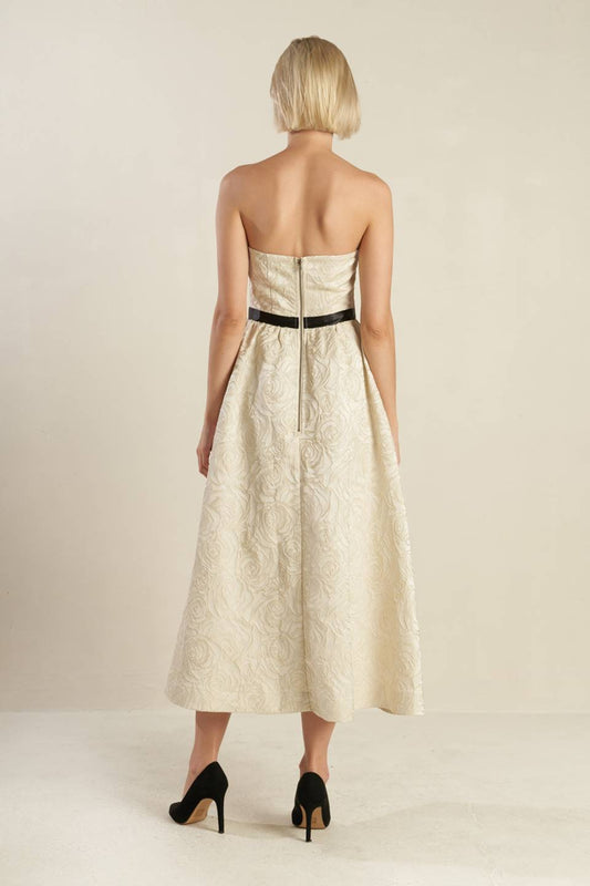 GET WHAT YOU NEED CHAMPAGNE MIDI DRESS