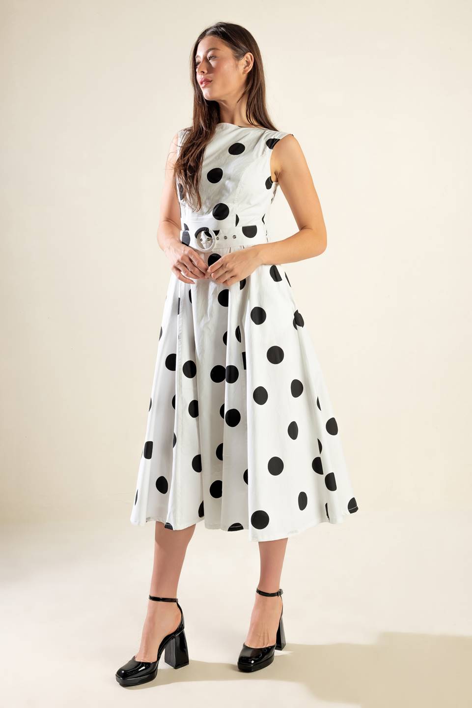 Size Large, ECHOING FJORD WOVEN MIDI DRESS - FINAL SALE