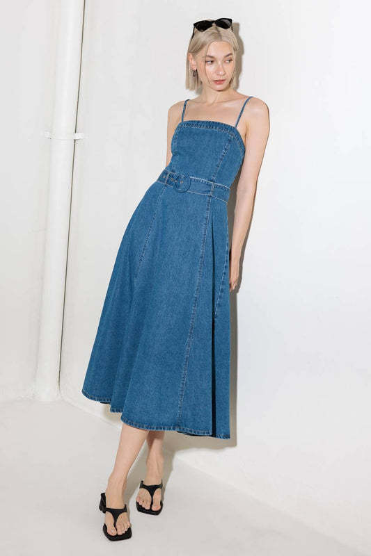 DAWSON WASHED DENIM MIDI DRESS