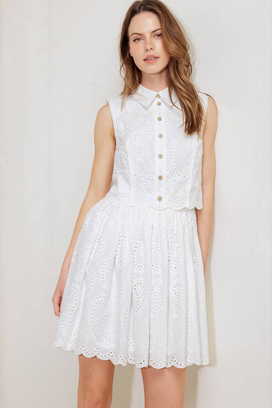 JOVIE WHITE EYELET MINI DRESS