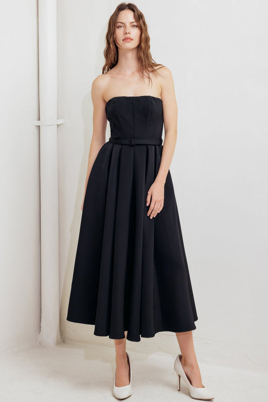 BLACK TIE MUSE STRAPLESS MIDI DRESS