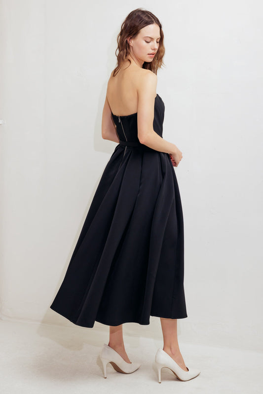 BLACK TIE MUSE STRAPLESS MIDI DRESS