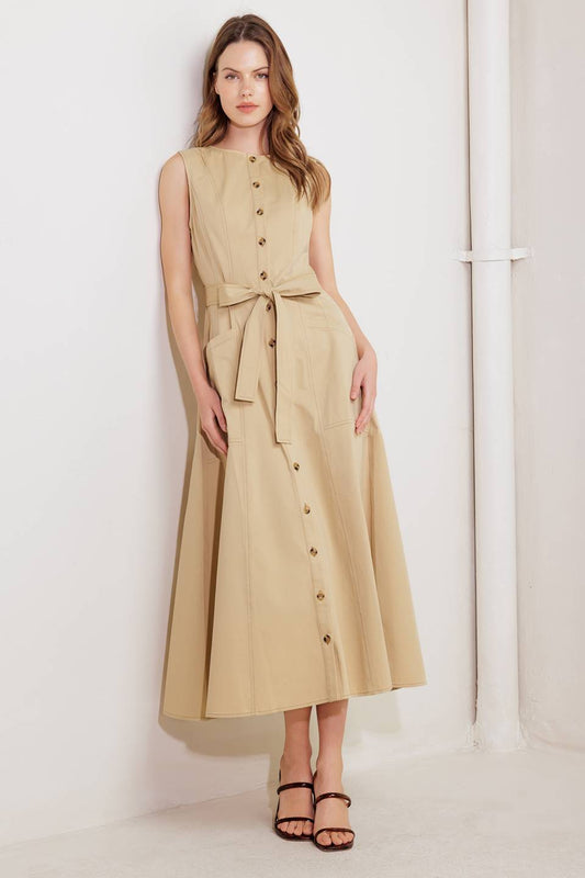 MAISIE MIDI DRESS - BEIGE