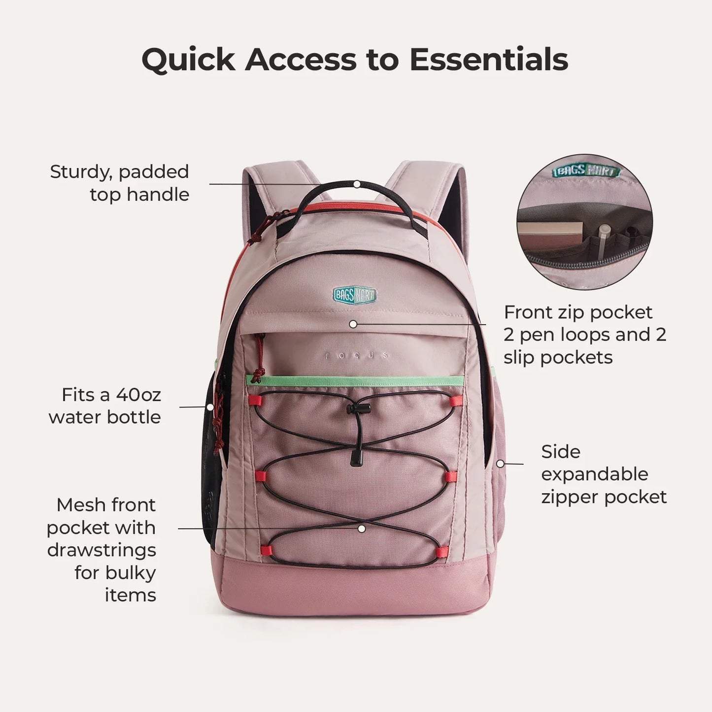 Sac à dos pour ordinateur portable Focus 15,6 pouces 