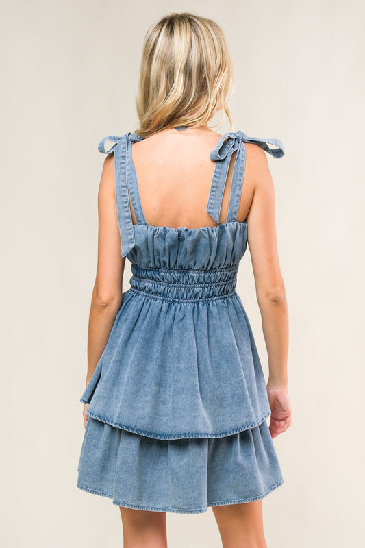 ALONG THE SHORELINE DENIM-MINIKLEID