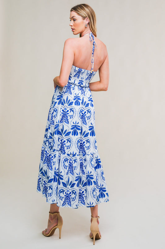 FLAHERTY BLUE & WHITE MIDI DRESS