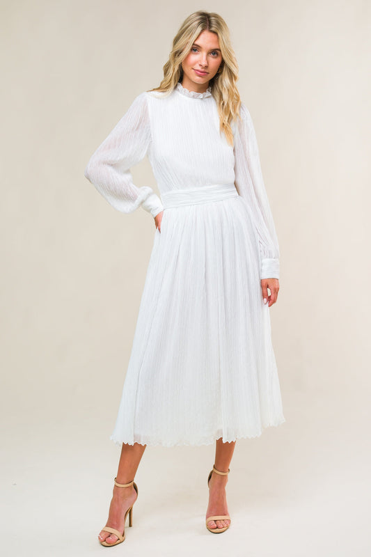 FOREVER WAITING WHITE MIDI DRESS