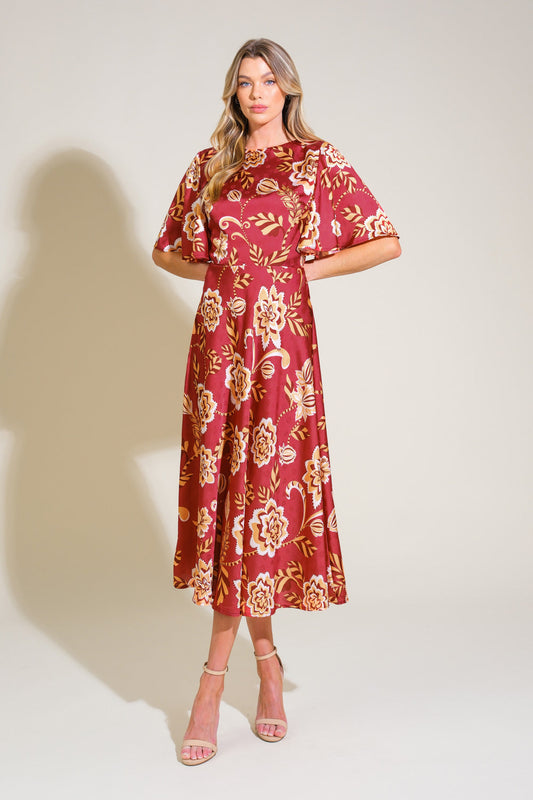 CABERNET ROSE - BURGUNDY MIDI DRESS
