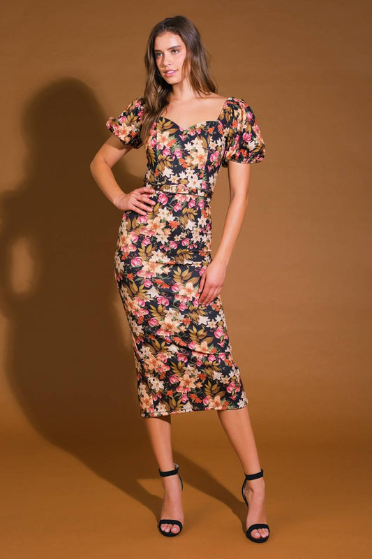 Size Medium, SWEET AT HEART WOVEN MIDI DRESS - FINAL SALE