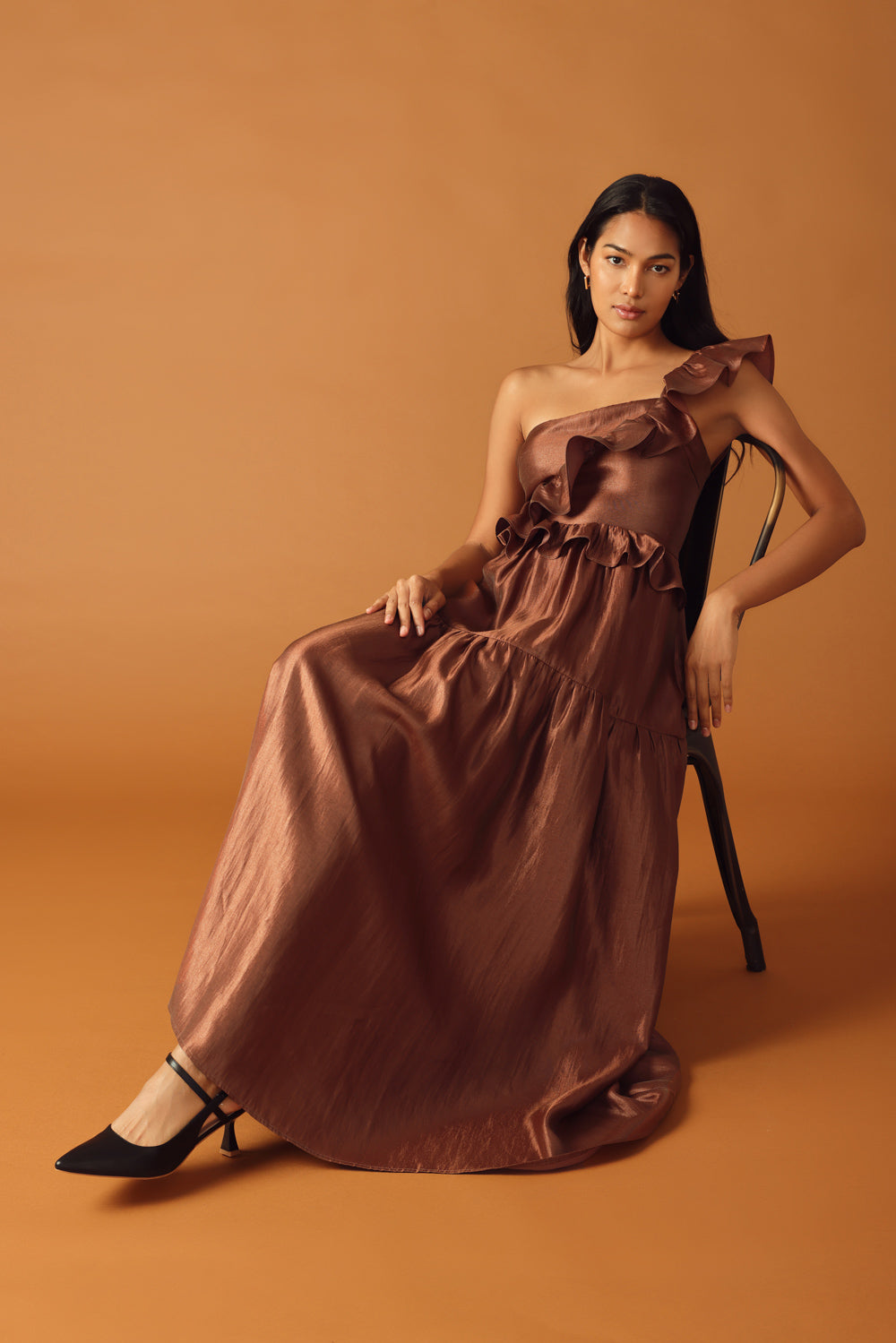 Size Medium, FIND THE ANSWER WOVEN MAXI DRESS - COGNAC - FINAL SALE