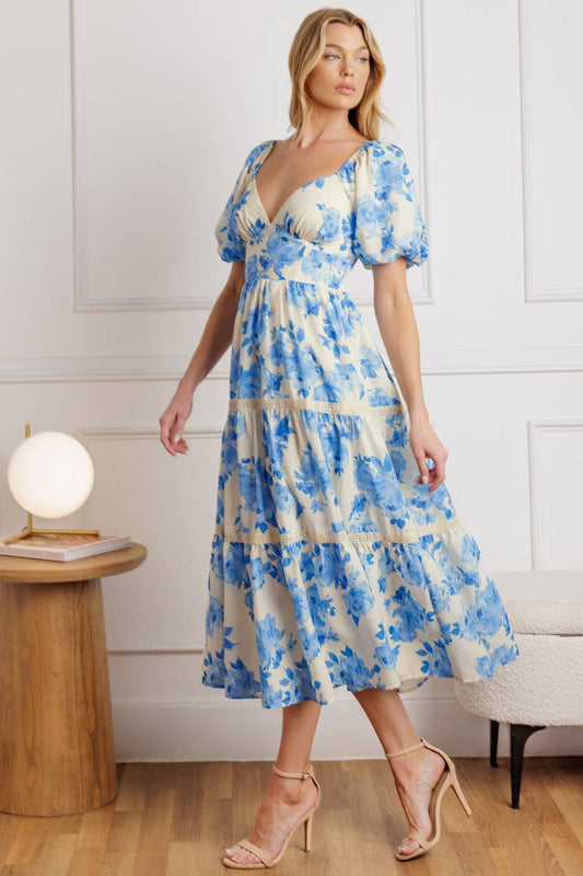 Size 2XL, THROUGH THE FOG WOVEN MIDI DRESS - FINAL SALE