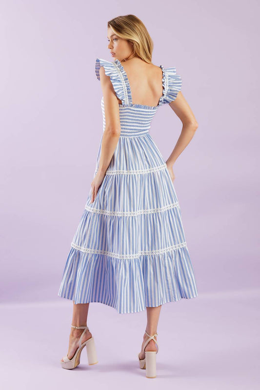 SWING OF THINGS BLUE MIDI DRESS