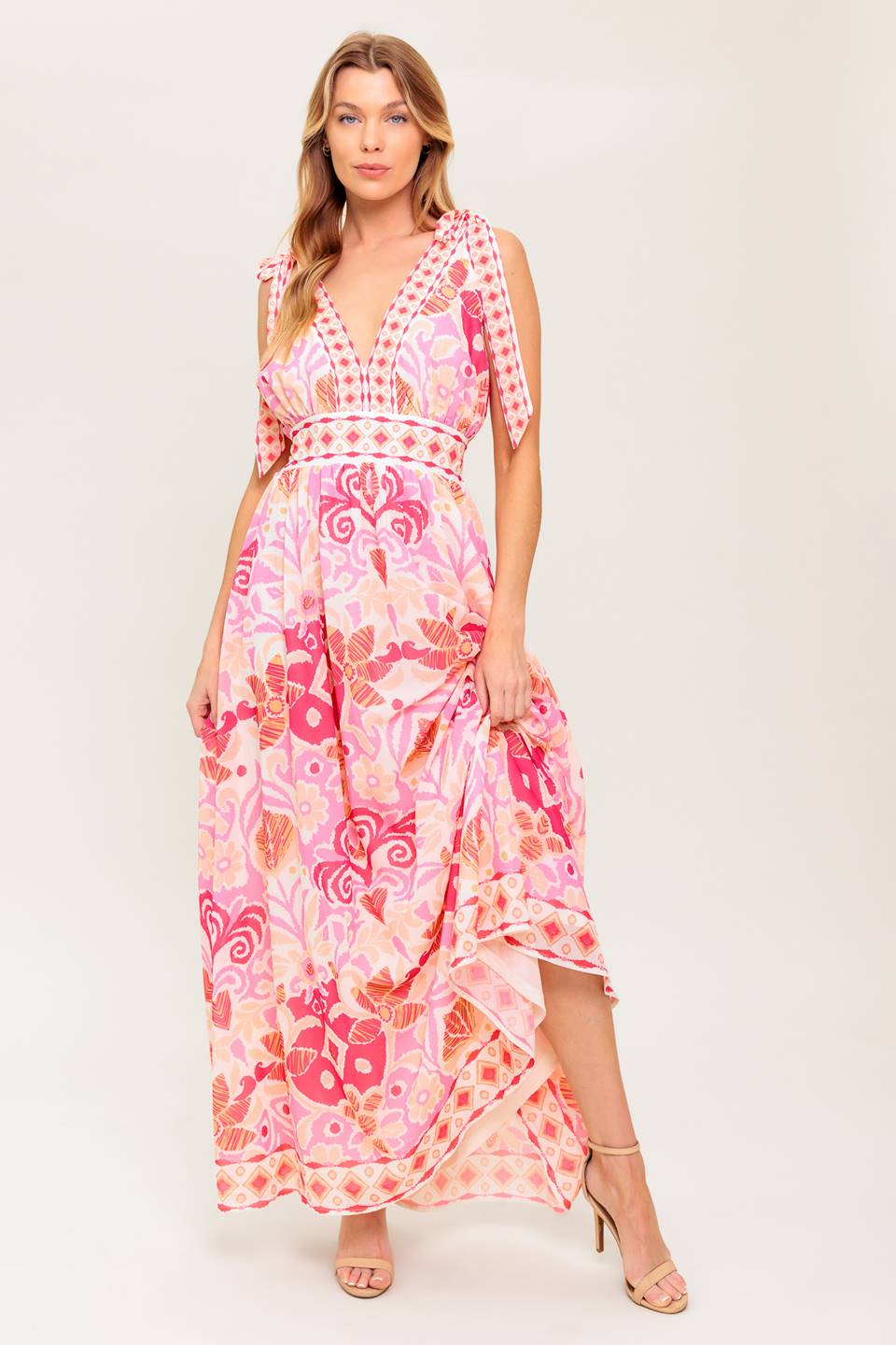 Size Small, VINEYARD BLUSH MAXI DRESS - PINK - FINAL SALE