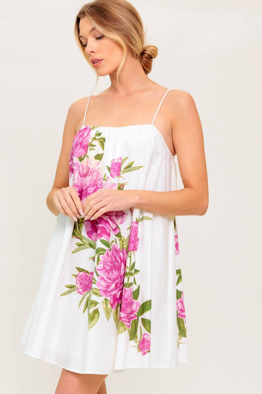 GARDEN WHISPERS – ROSA BLUMEN-SWING-KLEID
