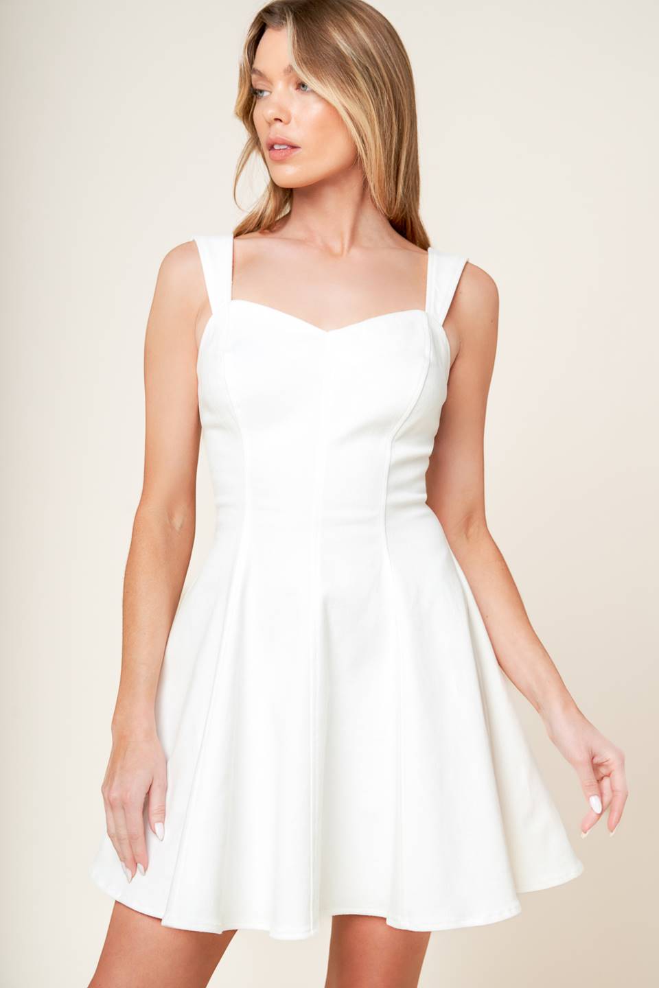 CHANCES ARE WHITE DENIM MINI DRESS
