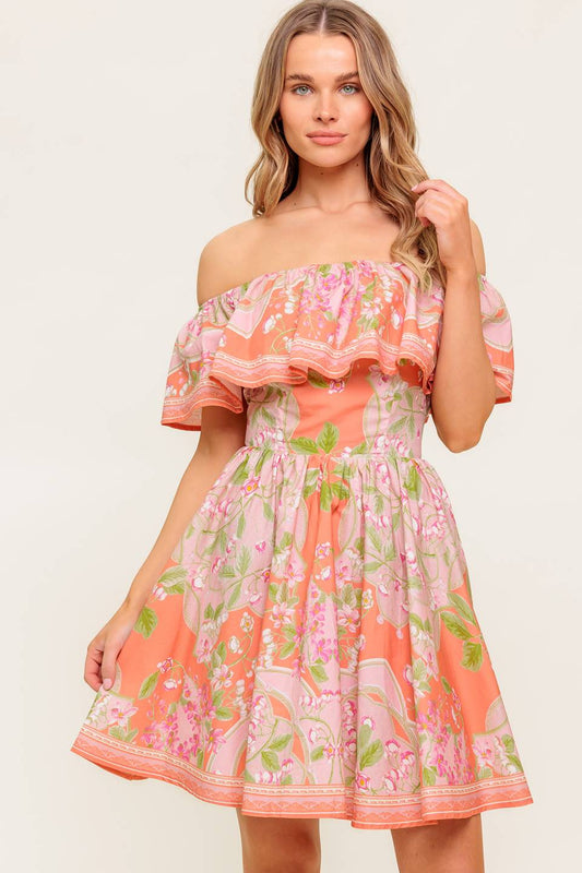 RAE MINI DRESS - CORAL