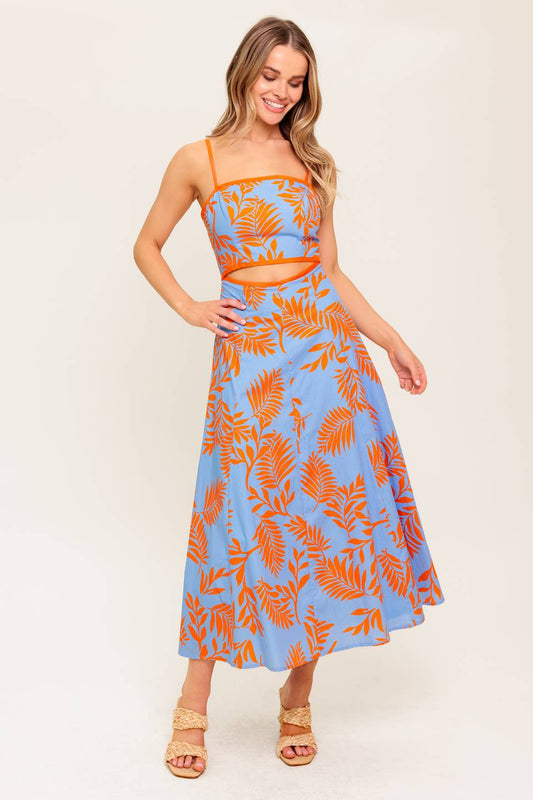 Size Large, APRICOT SUNSET CUT-OUT MIDI DRESS - FINAL SALE