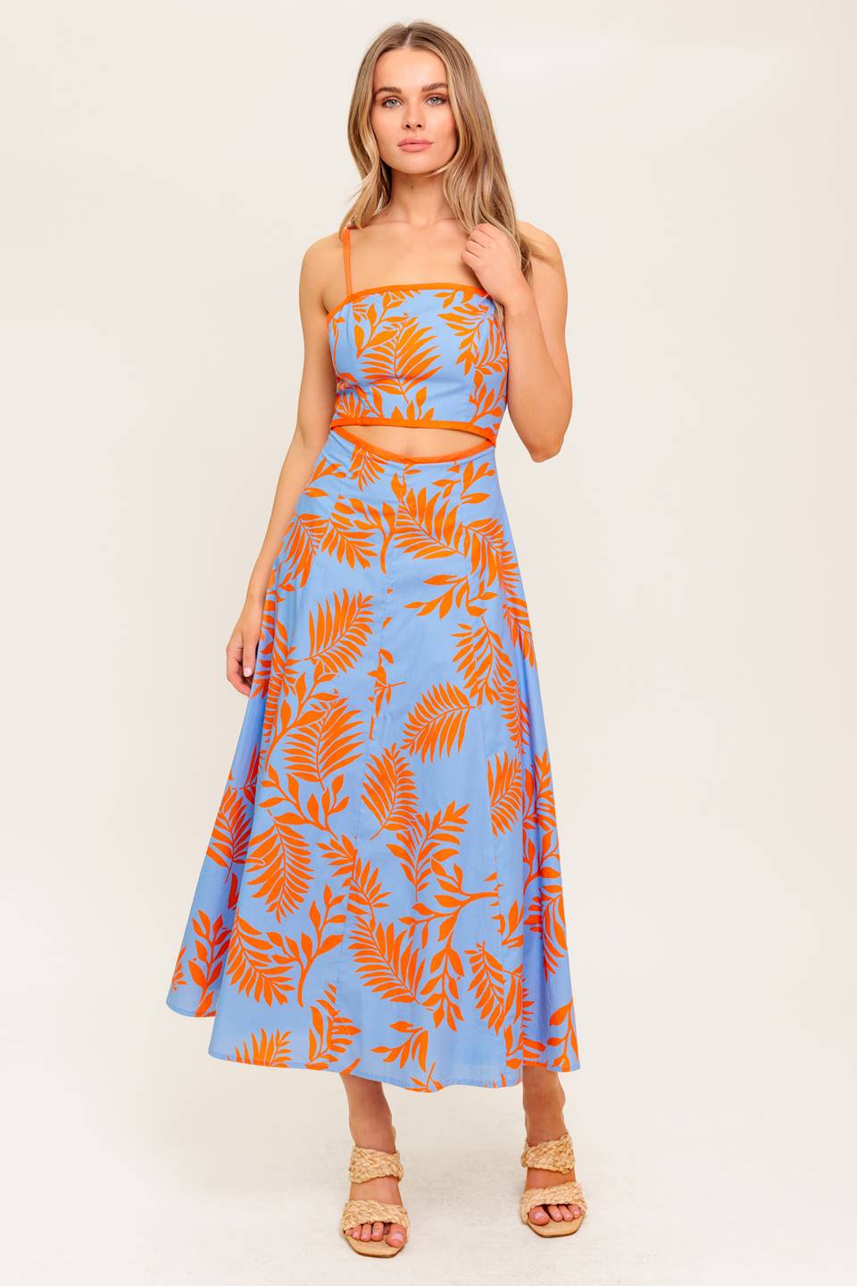 Size Large, APRICOT SUNSET CUT-OUT MIDI DRESS - FINAL SALE