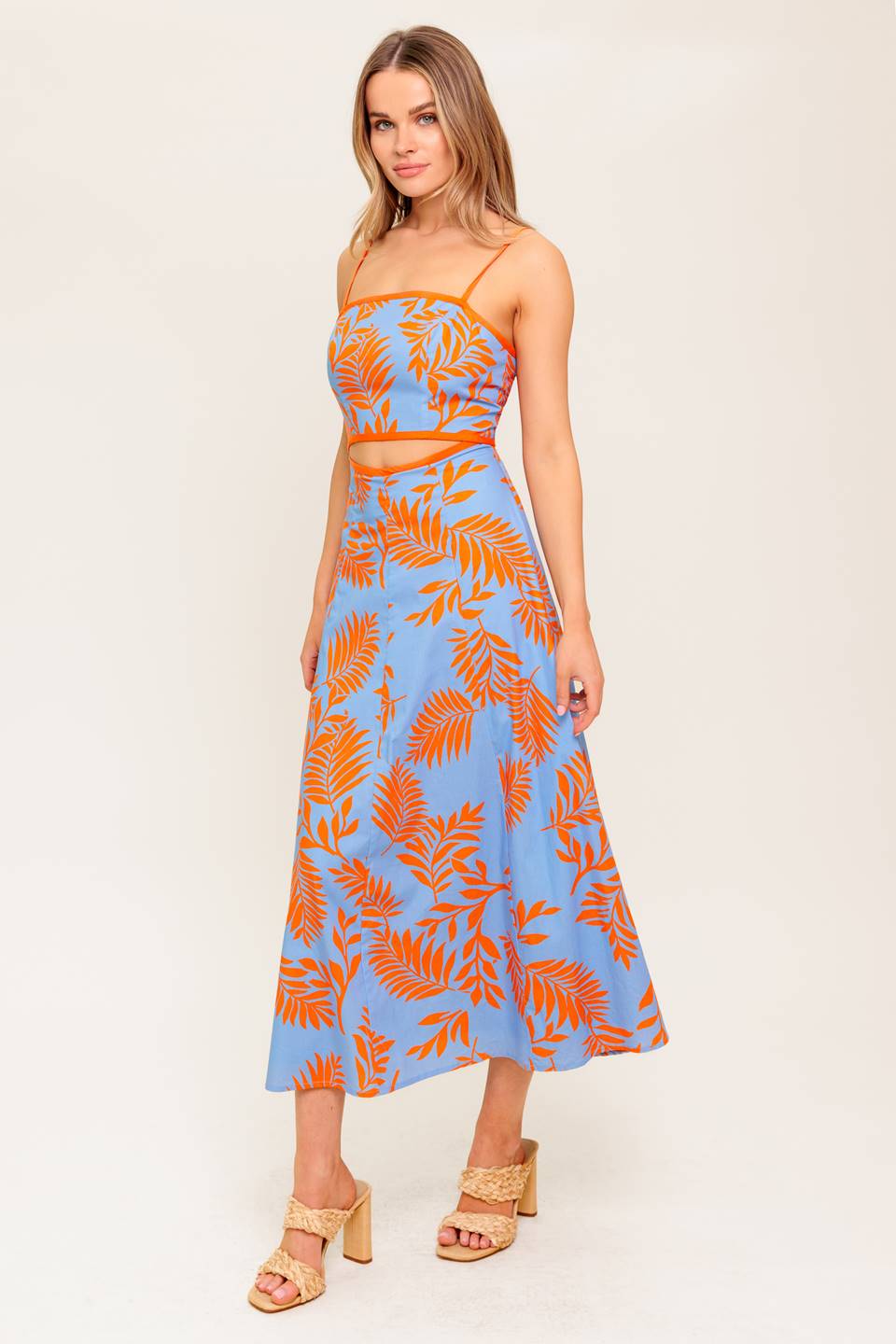 Size Large, APRICOT SUNSET CUT-OUT MIDI DRESS - FINAL SALE
