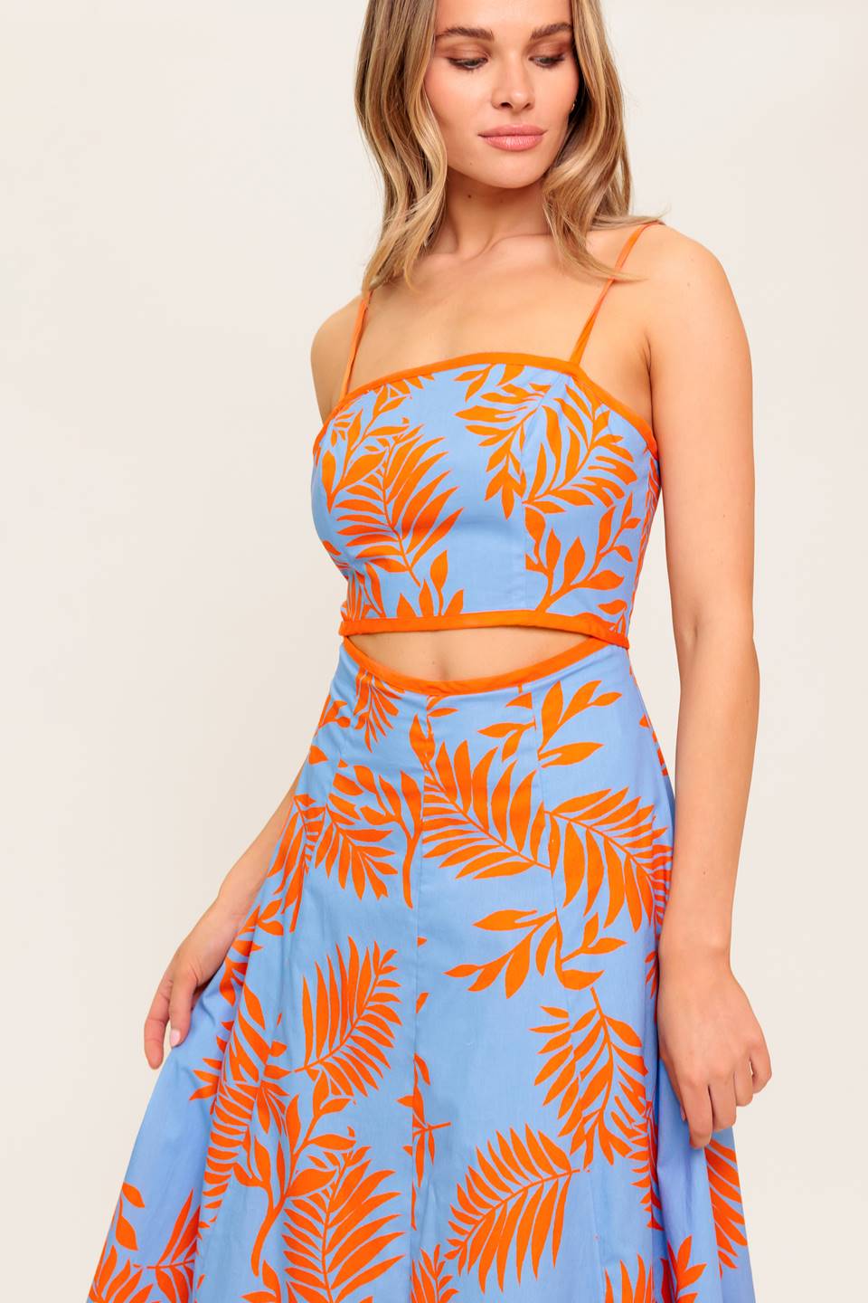 Size Large, APRICOT SUNSET CUT-OUT MIDI DRESS - FINAL SALE