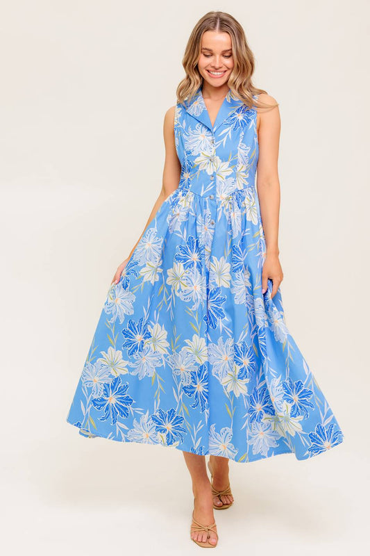 BEATRICE MIDI DRESS - POWDER BLUE