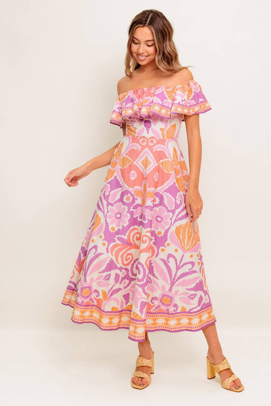 LILAH LAVENDER MIDI DRESS