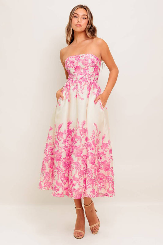COCO COCKTAIL DRESS - PINK FLORAL