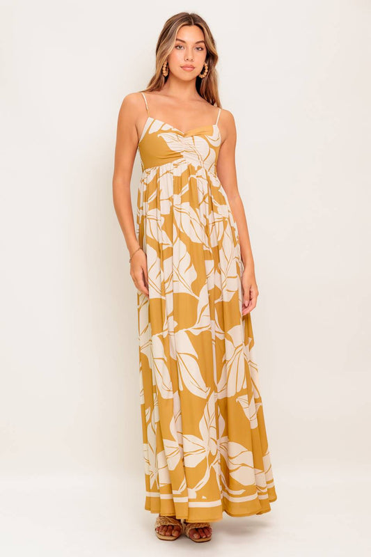 MEREDITH MAXI DRESS - LEAF PRINT