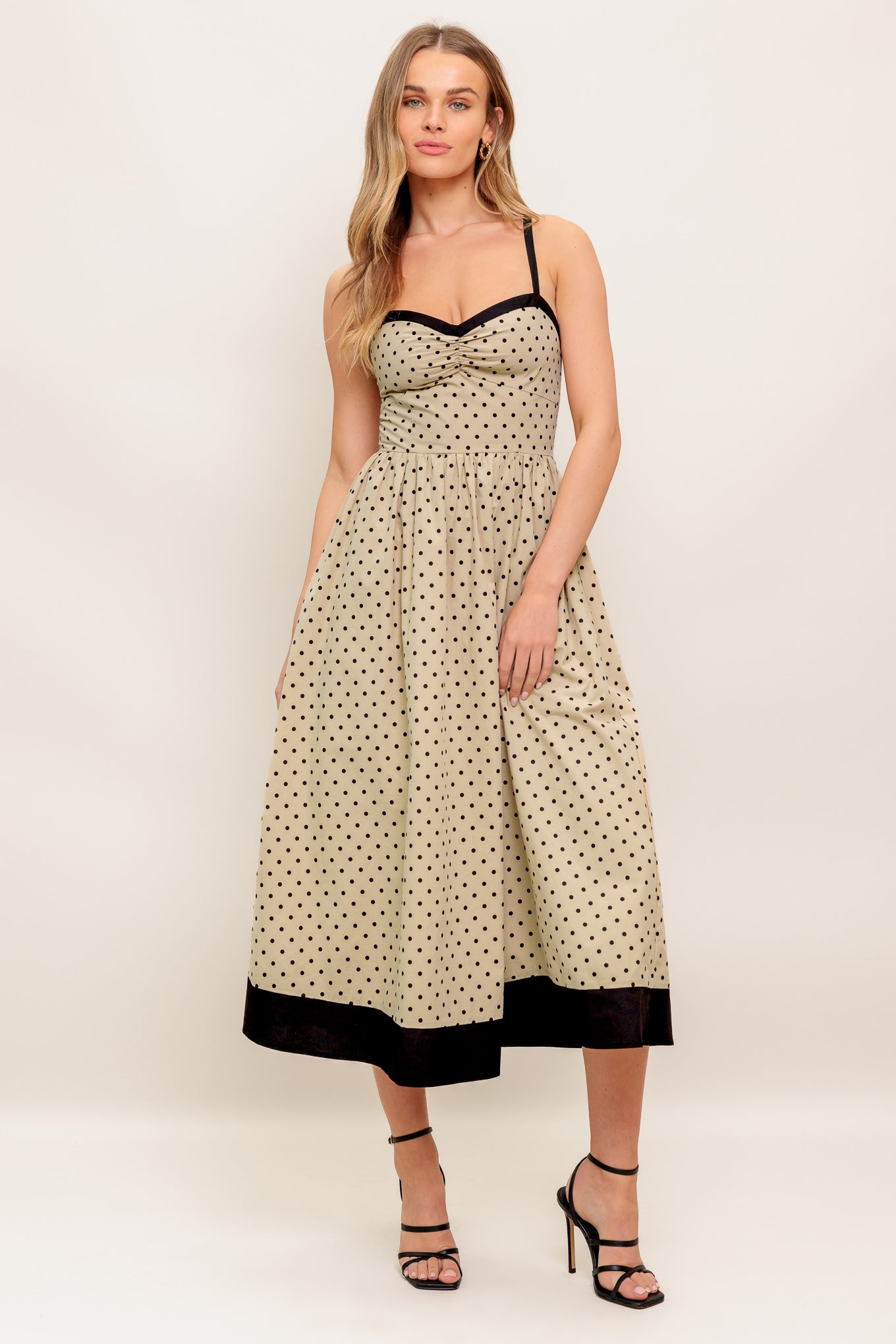 POLKA PASSION MAXI DRESS - TAUPE