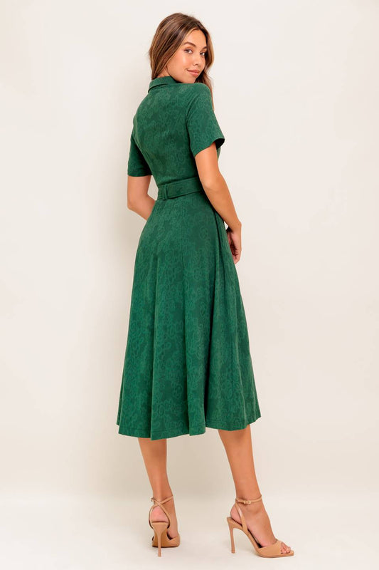 DUBLIN DRESS - JACQUARD BUTTON DOWN MIDI DRESS