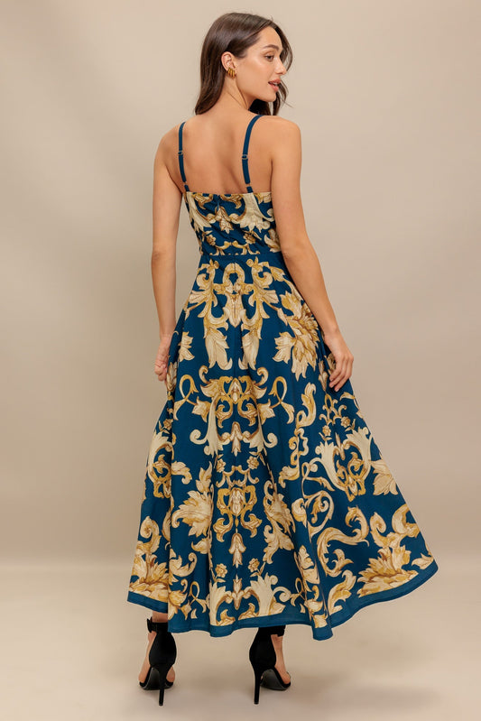 IMPERIAL BLOOM BLUE FLORAL MIDI DRESS