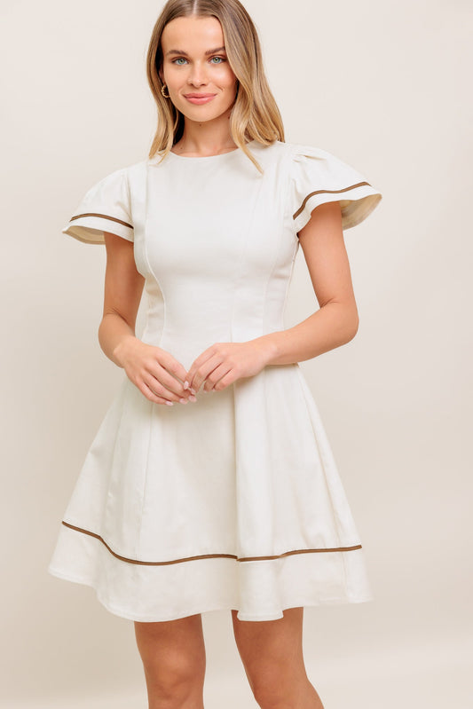 STARLA FLUTTER SLEEVE MINI DRESS