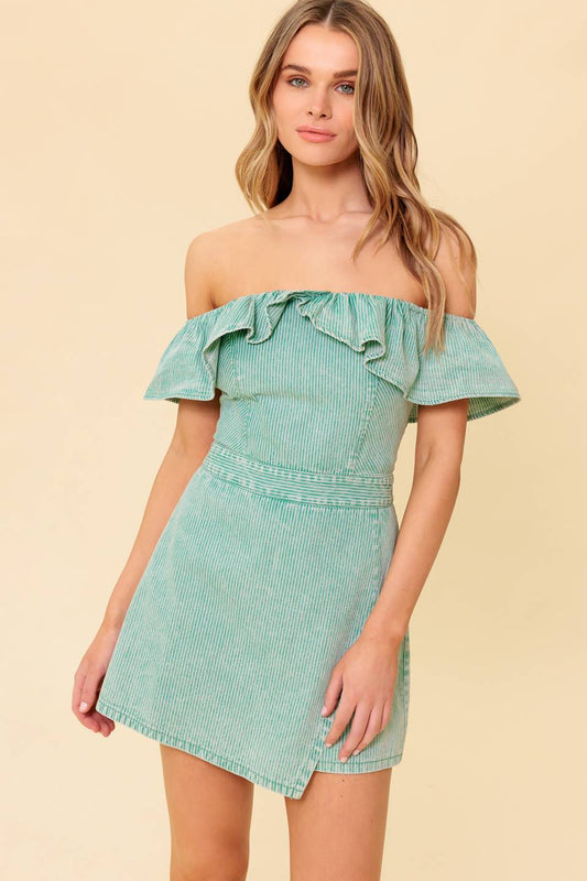 Size Small, YOURS TO KEEP - LIGHT GREEN SKORT ROMPER - FINAL SALE