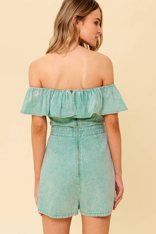 Size Small, YOURS TO KEEP - LIGHT GREEN SKORT ROMPER - FINAL SALE